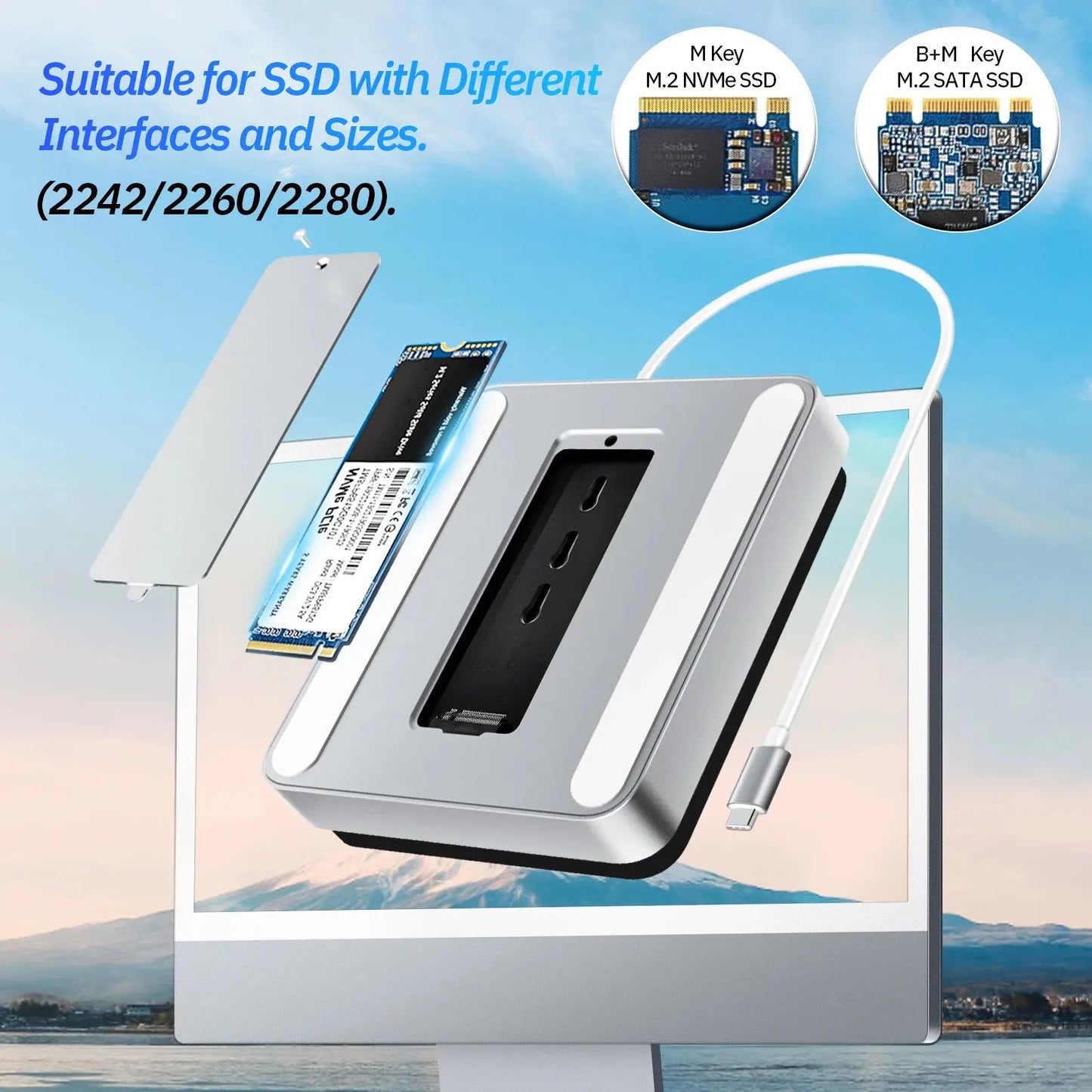 Minisopuru USB C Hub für iMac 24 Zoll 2021/2023 Kompatibel M.2 NVMe SSD USB C 10Gbps iMac Zubehör für iMac M1 M3 iMac Hub
