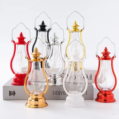 Led Retro Kleine Öl Lampe Mehrfarbige Innen Dekorative Schreibtisch Lampe Tragbare Wind Kerze Lampen Dekoration Kerosin Lichter 2024