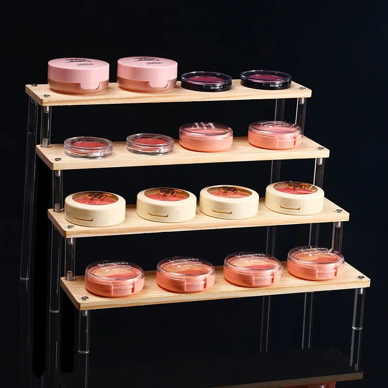 2-5 Schicht Transparenter Acryl Massivholz Ausstellungsständer Handgefertigte Puppe Puppe Cupcake Kosmetik Nagellack Schmuck Ausstellungsständer