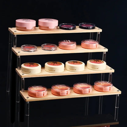 2-5 Schicht Transparenter Acryl Massivholz Ausstellungsständer Handgefertigte Puppe Puppe Cupcake Kosmetik Nagellack Schmuck Ausstellungsständer