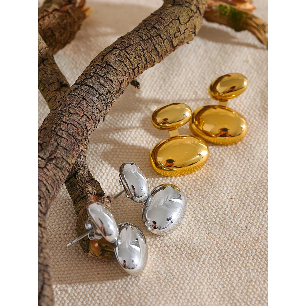 YHPUP Edelstahl halb minimalistischer Metallropfen Charmohrringe für Frauen Anti -allergische hochwertige tägliche Mode Japan Juwely