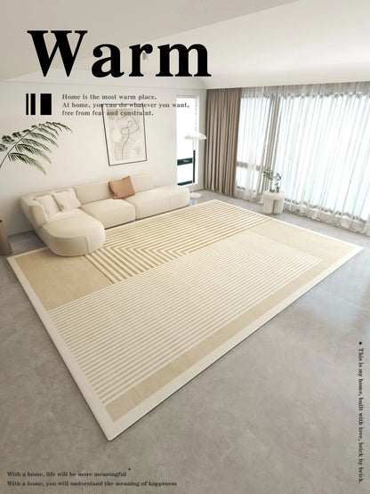 VIKAMA Teppich im einfachen Creme-Stil - Hochwertige, luxuriöse Bodenmatte für Wohn- und Schlafzimmer, ideal als Couchtischunterlage für Herbst und Winter