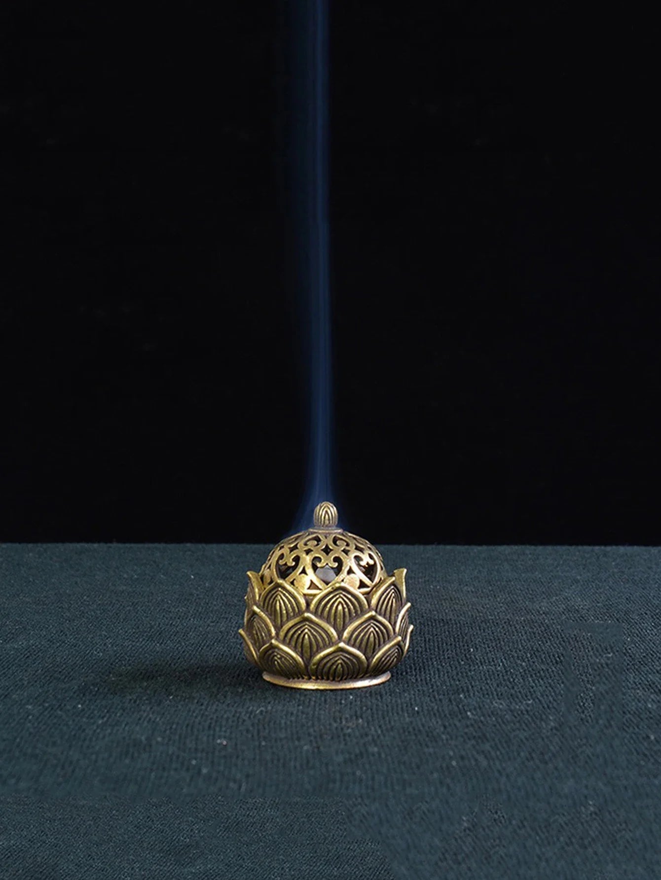 Retro Kupfer großer Lotus -Taschenhoch -Out -Weihrauch -Stick -Brenner -Brass -Weihrauchhalter mit Cover Home Dekoration Sandelholz