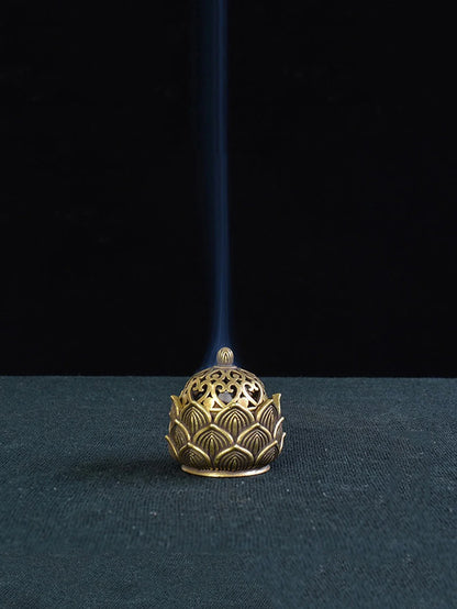 Retro Kupfer großer Lotus -Taschenhoch -Out -Weihrauch -Stick -Brenner -Brass -Weihrauchhalter mit Cover Home Dekoration Sandelholz