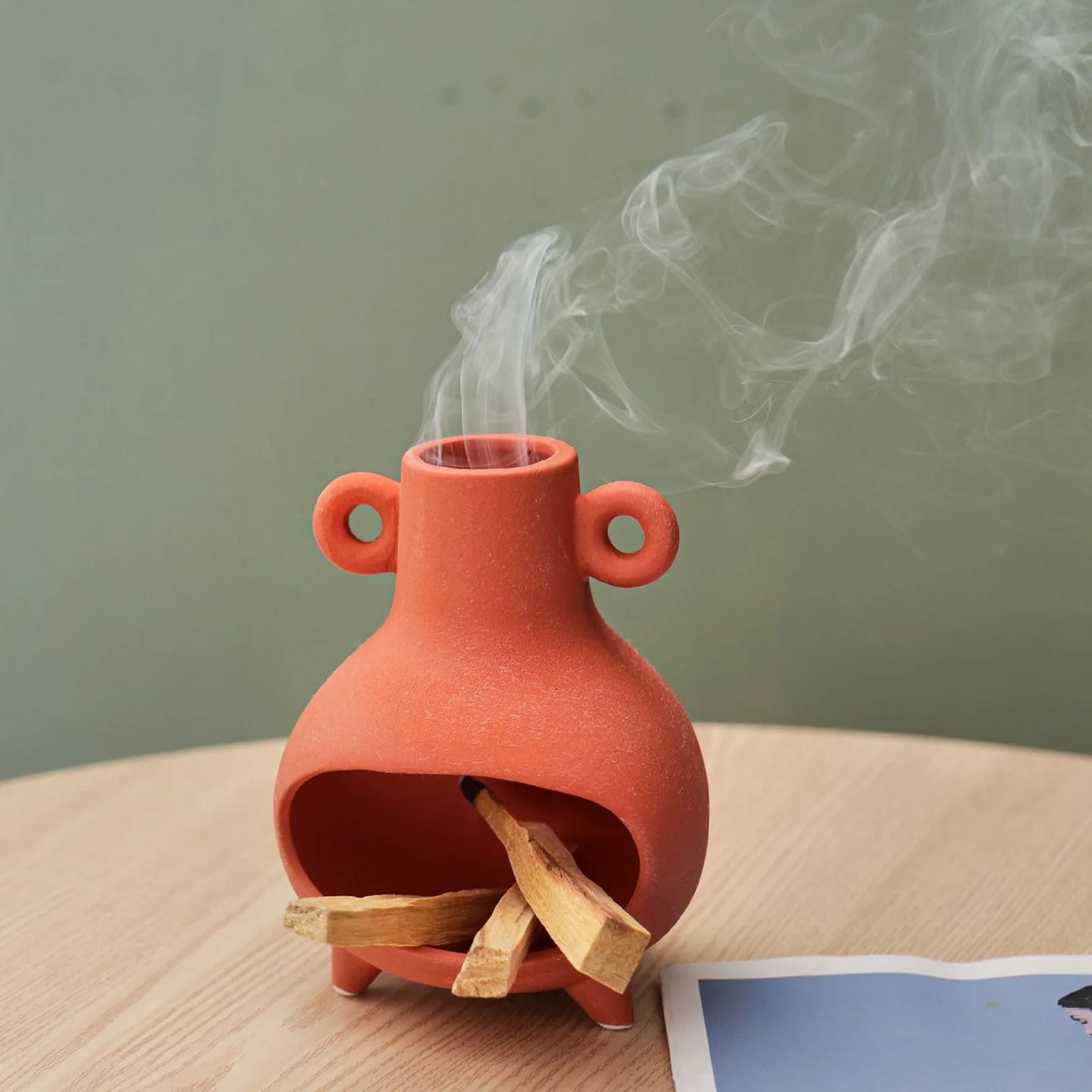 Keramik-Palo-Santo-Halter, Räuchergefäß, 9,9 x 13,2 cm, Mehrzweck-Dekoration, Kerzenhalter, Salbei-Brennschale für Büro, Hotel
