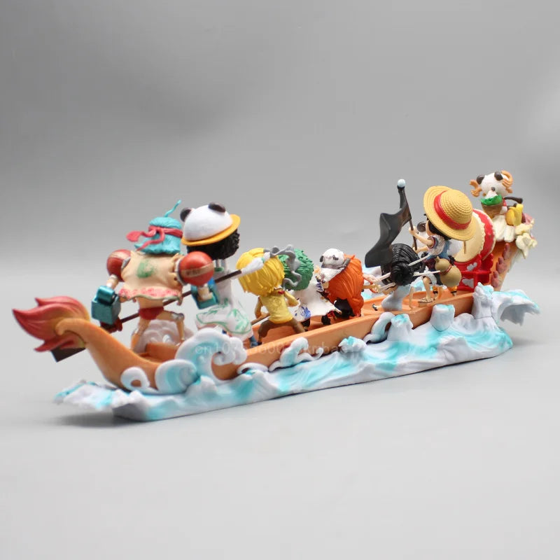 One Piece Anime Figur Stroh Hut Figuren Drachenboot Rennen Serie Ruffy Modell Ruffy Und Freunde Kollektion Schreibtisch Dekoration Geschenke