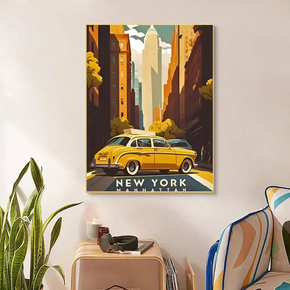 1pc Welt Reisen Städte Rom Paris Wahrzeichen Poster Poster Papier Druck Zuhause Wohnzimmer Bar Restaurant Cafe Kunst Malerei Dekor