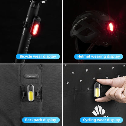 ROCKBROS Fahrrad-Rücklicht, multifunktionale Warnung, Fahrrad-Rücklicht, wasserdicht, wiederaufladbar, Typ C, MTB, Rennrad, Rücklicht