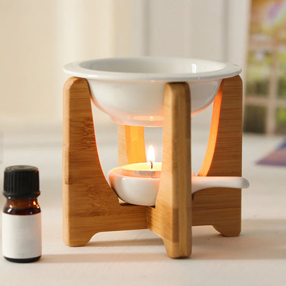Kerze Duftlampe Ölofen Bambusrahmen Aromabrenner Kerzenhalter Kerzenständer Vase Aromatherapie Ofen Heimdekoration