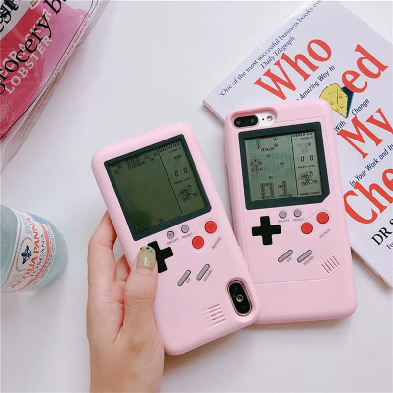 Vintage Retro Game Boy stoßfeste Handyhülle für iPhone 15, 12, 13, 14 Pro Max, Mini, XS, XR, X, 8, 7 Plus, SE 2020, Gameboy Silikonhülle
