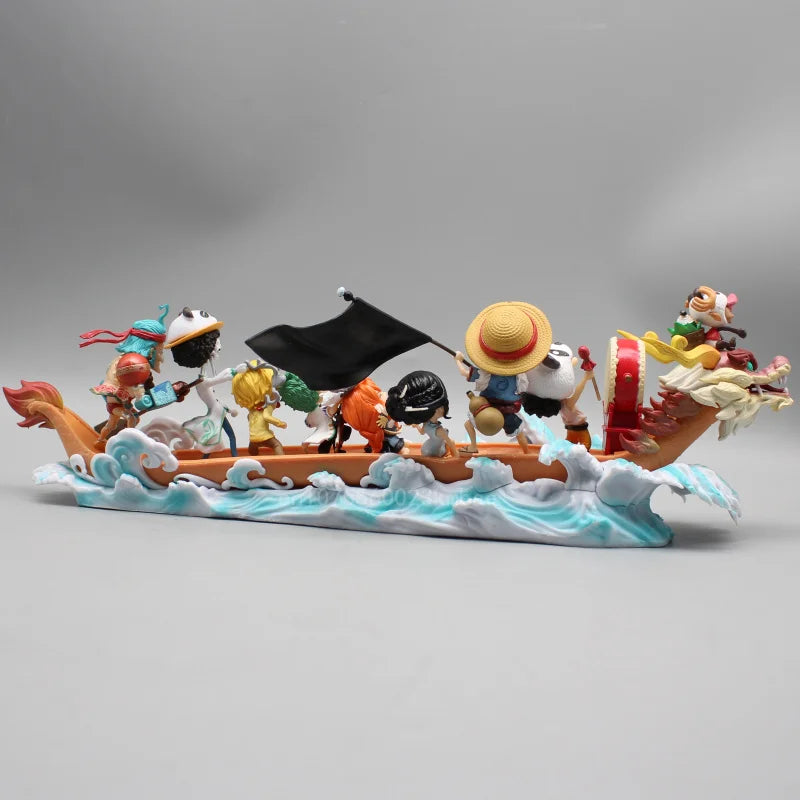 One Piece Anime Figur Stroh Hut Figuren Drachenboot Rennen Serie Ruffy Modell Ruffy Und Freunde Kollektion Schreibtisch Dekoration Geschenke