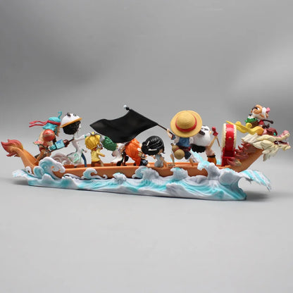 One Piece Anime Figur Stroh Hut Figuren Drachenboot Rennen Serie Ruffy Modell Ruffy Und Freunde Kollektion Schreibtisch Dekoration Geschenke