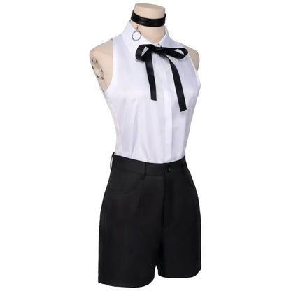 Kostüm Cosplay Anime Chainsaw Man Reze: Cosplay-Uniform-Set mit Halskette und Perücke, Halloween- und Karnevalsparty-Kleid für Mädchen.