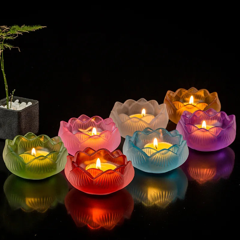 Sieben Farben Kristall Räucherstäbchen Brenner Glas Lotus Kerzenhalter Kunsthandwerk Dekoration für Zuhause Buddha Mini Zen Kegel Räuchergefäß