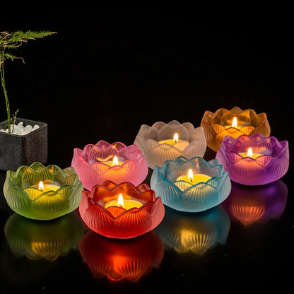 Sieben Farben Kristall Räucherstäbchen Brenner Glas Lotus Kerzenhalter Kunsthandwerk Dekoration für Zuhause Buddha Mini Zen Kegel Räuchergefäß