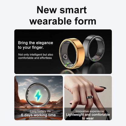 R02 Smart Ring Männer Frauen Gesundheitsmonitor Wasserdicht Bluetooth 5.0 Blutsauerstoff-Tracker IP68 5ATM Multi-Sport-Modus für IOS Android