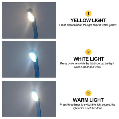 USB Mini LED Book Night 3 Lichtfarbe Einstellbare Helligkeit Clip-On Studie Leselampe Wiederaufladbar für Reisen Schlafzimmer Lesen