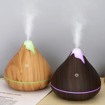 350 ml Aromatherapie-Diffusor für ätherische Öle, Holzmaserung, Fernbedienung, Ultraschall-Luftbefeuchter, kühl mit 7-farbigem LED-Licht
