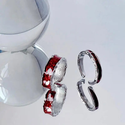 Y2K Rot Tropföl Verstellbarer Ring Frauen Männer Unregelmäßige Geometrie Punk Vintage Ringe Set Für Paar Mädchen Modeschmuck Geschenke
