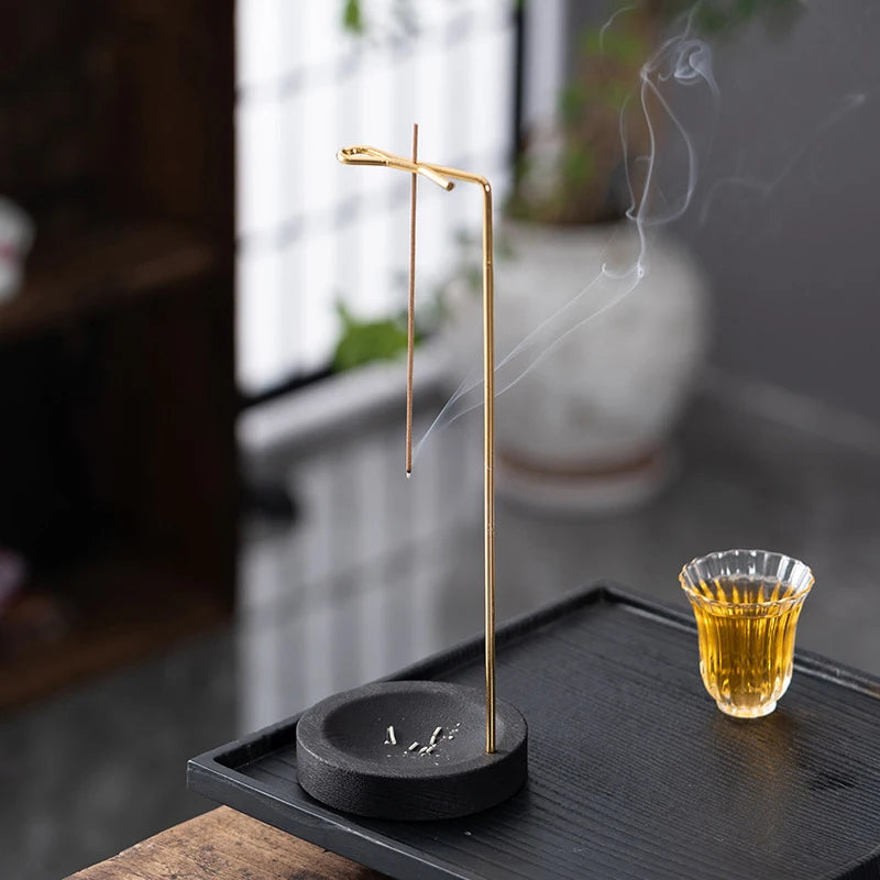 Räucherstäbchenhalter – Aromatherapie-Ständer, Umgedrehter Holzräucherbrenner mit Aschenfänger, Buddhistische Utensilien, Dekoration für Zuhause