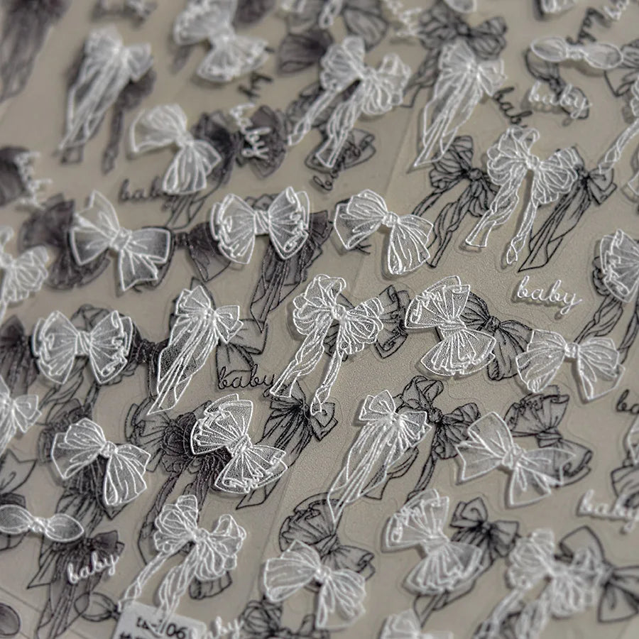 1pcs 5d japanische Bowtie -Nagelaufkleber 2024 Spitzenbogen Langes Ribbon Selbstkleber Nagelkunst Dekorationen Aufkleber Maniküre Abziehbilder DIY