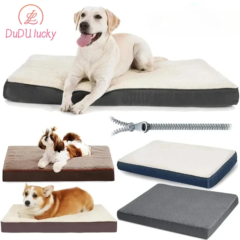 Großes Haustierbett – Plüsch Memory Foam Hundebett für große Hunde, abnehmbares und waschbares Hundekissen, rutschfeste Eiermatte, Katzen-Sofa