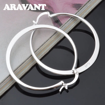 Aravant 925 Silber 55mm Flache Creolen für Frauen – Mode-Schmuck, Geschenk