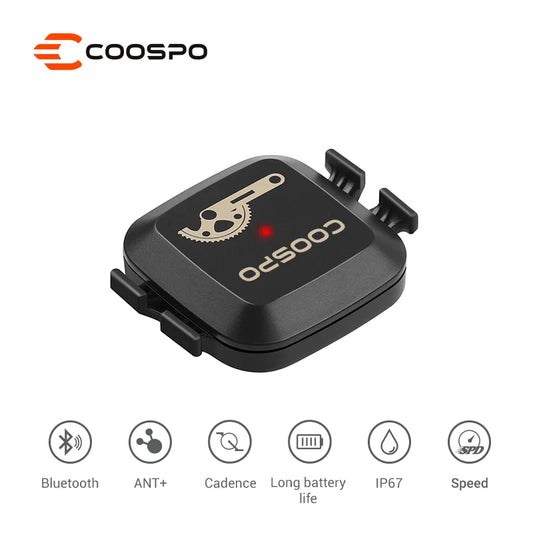 COOSPO Kadenz- und Geschwindigkeitssensor RPM – Bluetooth 4.0 ANT+ Sensor für Rennrad und MTB, kompatibel mit Wahoo und Garmin Fahrradcomputern