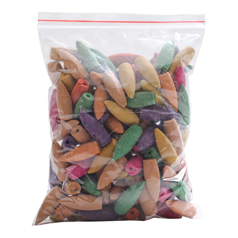 20/100 große und kleine Räucherperlen, gemischte Packung aus natürlichem Sandelholz für den Innenbereich, Klippen- und Zypressen-Wermut, dauerhafte Badedesodorierung, mit Räuchergefäß