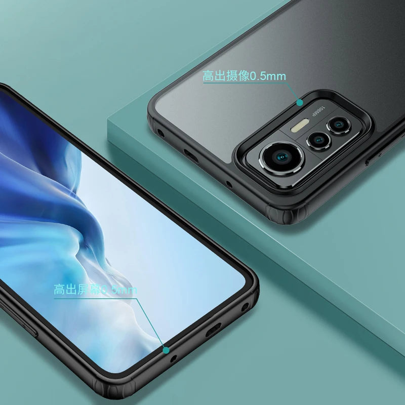 Für Xiaomi 12 Lite Case Schockdichte mattes transparentes PC+TPU-Fall für Xiaomi 12T Pro Anti-Scratch Lightweight Clear Case