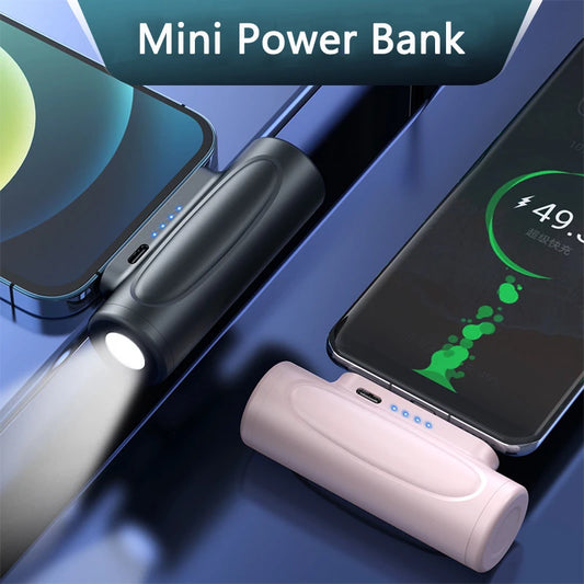 Mini Power Bank für Apple USB Typ C Tragbare Ladestation für iPhone 15 Xiaomi Mi Samsung Powerbank mit leichter Ersatzbatterie