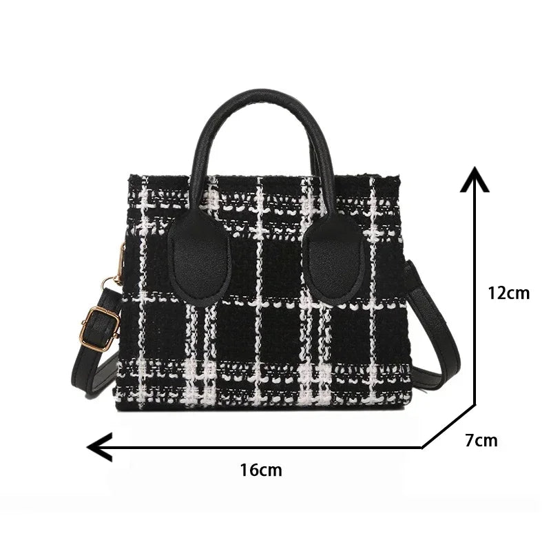 Mini-Handtasche für Damen, Damentasche, modisches Karomuster, Umhängetasche, Umhängetasche, leichte, schlichte, elegante Tragetasche