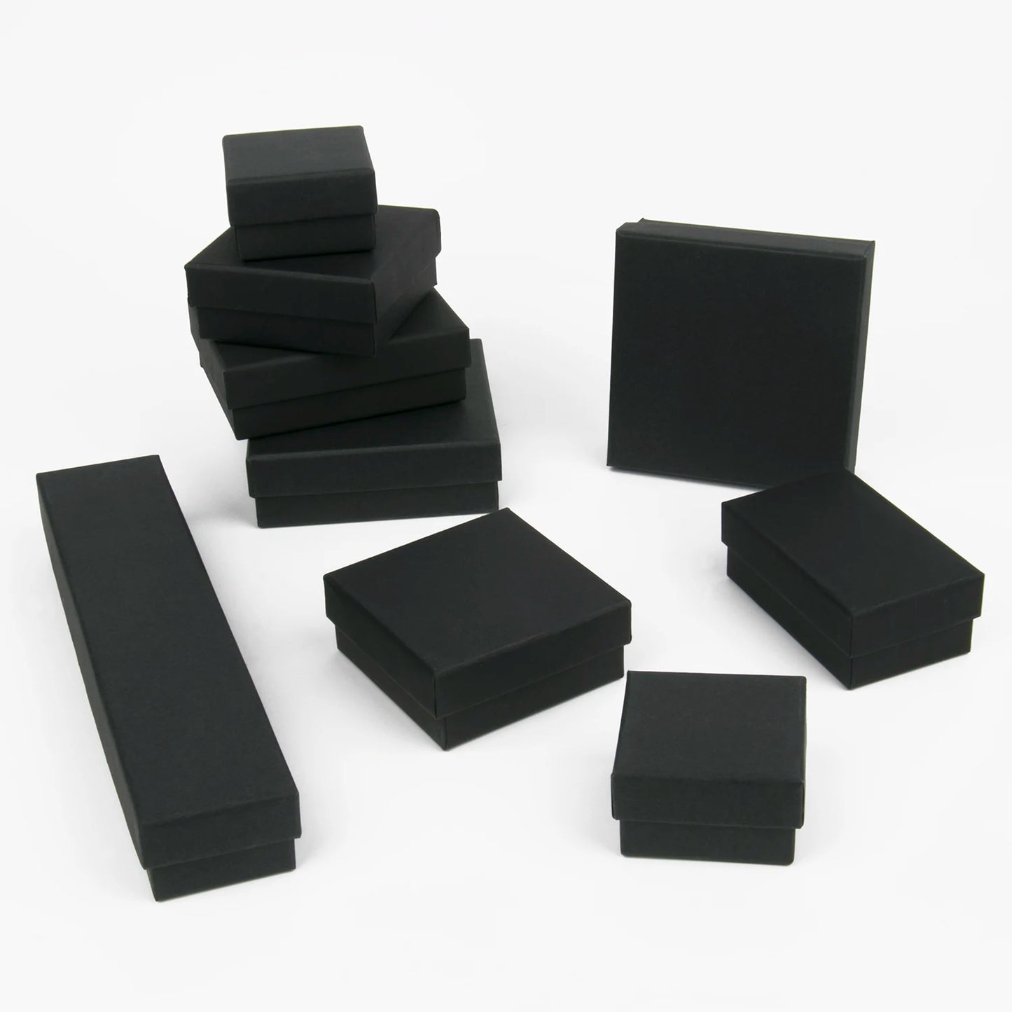 Schwarzes Papiermaterial, Schmuckschatullen, Karton, Anhänger, Geschenkbox, Taschen, rechteckige Halskette, Armbänder, Ohrringe, Verpackung, Aufbewahrungsboxen