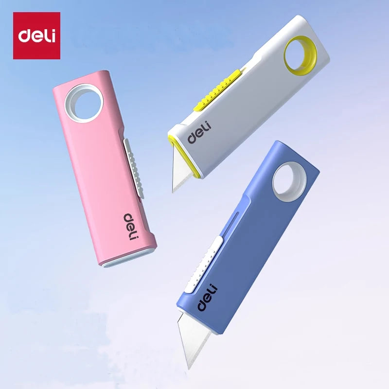 Deli Mini Retractable Utility Knife – Taschenmesser mit SK5 Hochkohlenstoffstahlklinge, ideal für DIY und Arbeit, Boxenöffner