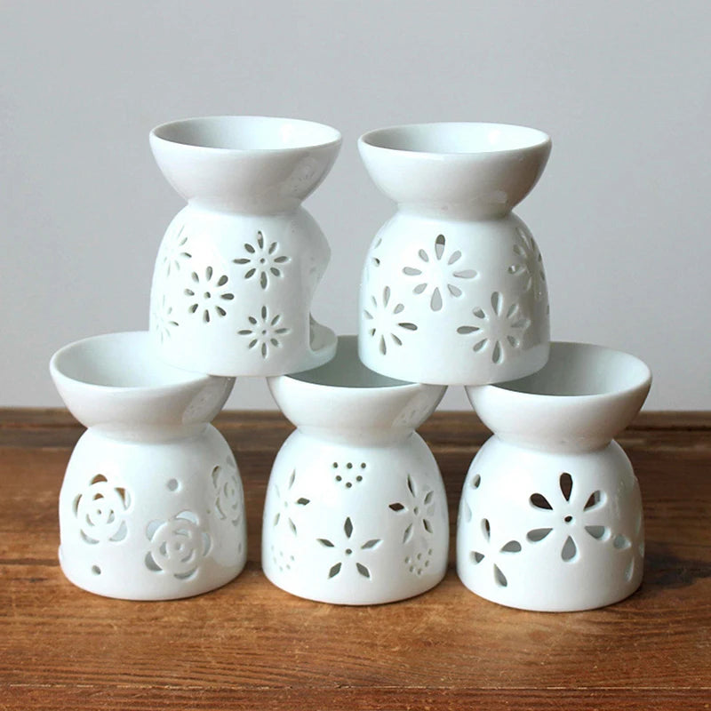 Keramik Handwerk Aroma Brenner Handgemachte hohle Blume Muster Ätherisches Öl Brenner Kerzenlampe Viele Stil HomeOffice Handwerk Dekor 1X