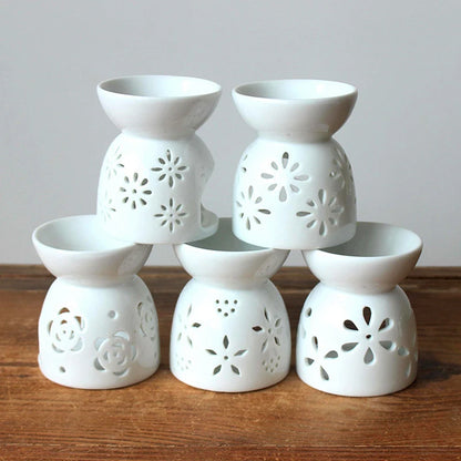 Keramik Handwerk Aroma Brenner Handgemachte hohle Blume Muster Ätherisches Öl Brenner Kerzenlampe Viele Stil HomeOffice Handwerk Dekor 1X