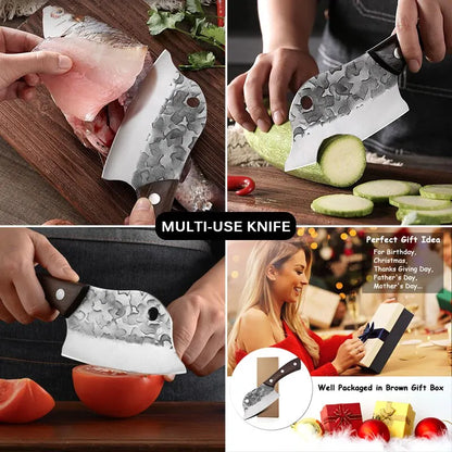 Fleischerbeil Handgeschmiedetes Full Tang Küchenmesser Ultra Sharp Kochmesser Ausbeinmesser Metzgermesser für Küchengrill