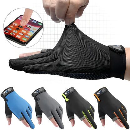 Angelhandschuhe Anti-Rutsch Atmungsaktiv Zwei-Finger-Schnitt Sport Radfahren Angelhandschuh Männer Frauen Mode Handschuhe Sportausrüstung