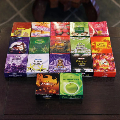 10pcs/Box Indien Kegel Weihrauch kleine Kasten natürliche duftende Gewürze Jasmin Lavendel Vanille Wohnzimmer Buddhismus Turm Weihrauch