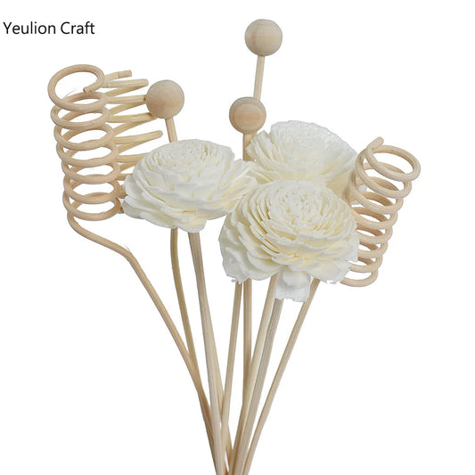 9PCS/lot Flower Aromatherapy Rattan No Fire Aroma Diffuser Sticks Home Living Room Aromatic Incense Supplies