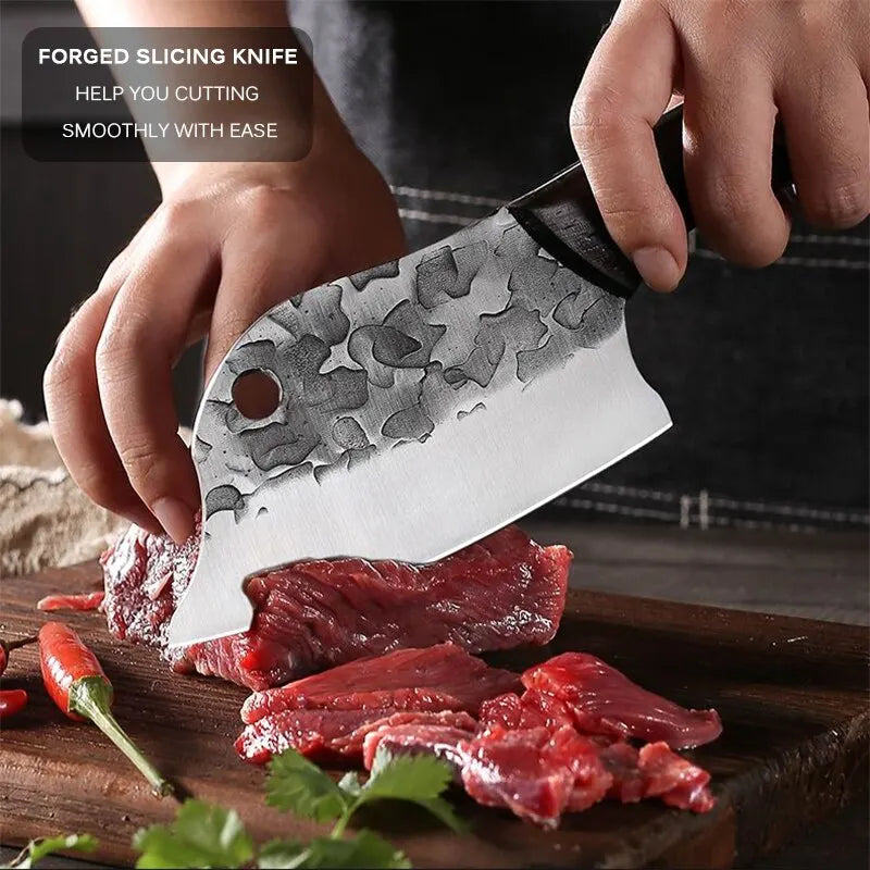 Fleischerbeil Handgeschmiedetes Full Tang Küchenmesser Ultra Sharp Kochmesser Ausbeinmesser Metzgermesser für Küchengrill