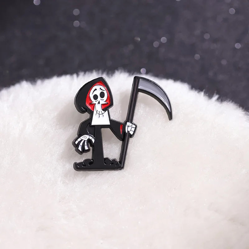 Cartoon Halloween Sensenmann Emaille Pin Animation Abenteuer von Billy Mandy Brosche Revers Abzeichen Festival Freunde Schmuck Geschenke