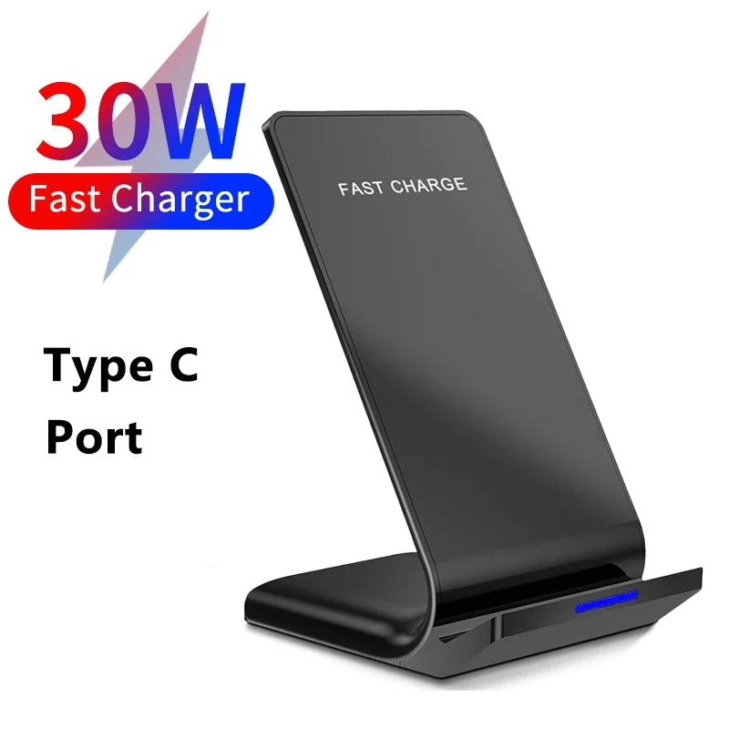 30W Qi Wireless Ladegerät Stand Schnellladestation Dock Station für iPhone15 14 13 12 11 Pro XMax Samsung S21 Dock Station Telefonhalter