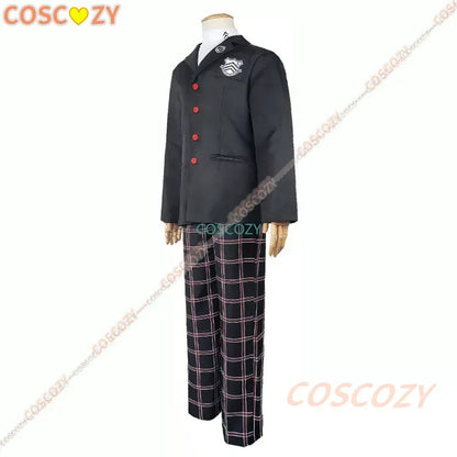 Game Persona 5 Ren Amamiya Akira Kurusu Kostüm: Cosplay-Schuluniform für Männer, unisex Halloween-Anzug, schwarzes Uniform-Set für Partys.