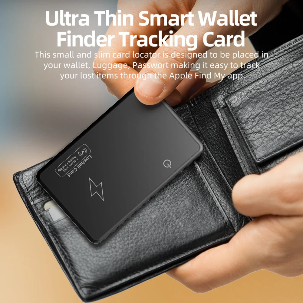 Drahtlose Lade-Wallet-Tracker-Karte, funktioniert mit Apple Find My Wallet Tracker, Telefon-Finder, GPS-Locator, Smart Tag, wasserdichter Track
