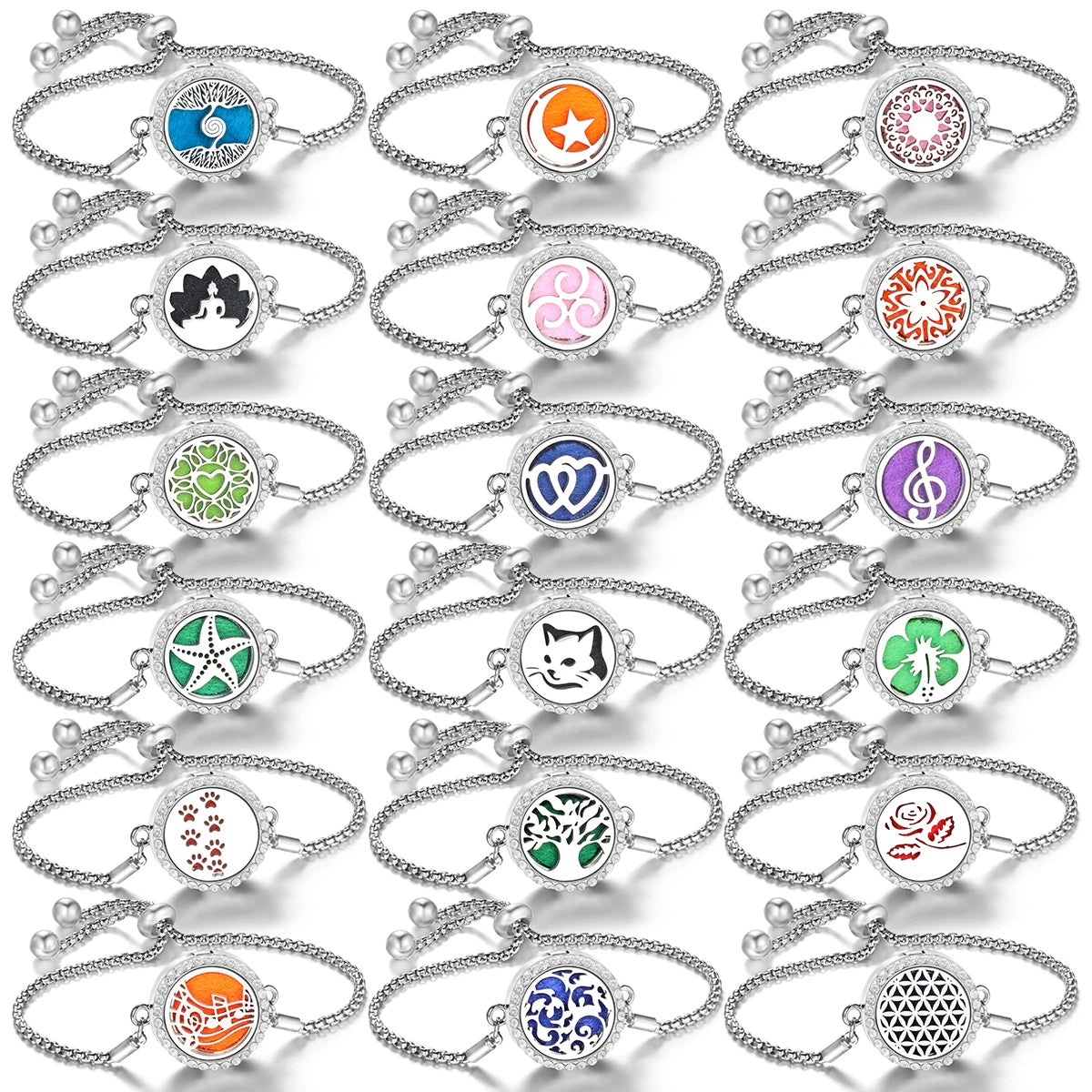 Trendige Aromatherapie Parfüm Armband Ätherisches Öl Diffusor Medaillon Mehrere Muster Edelstahl Frau Armreif Schmuck Geschenk