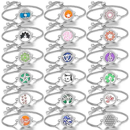 Trendige Aromatherapie Parfüm Armband Ätherisches Öl Diffusor Medaillon Mehrere Muster Edelstahl Frau Armreif Schmuck Geschenk