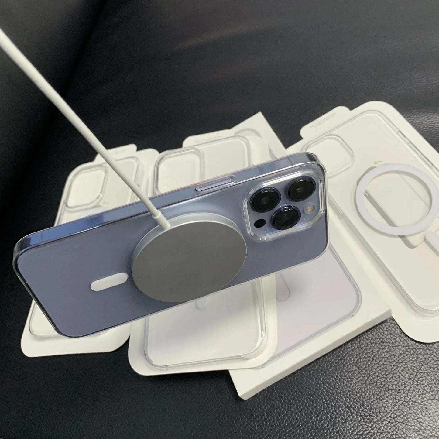 Für iPhone 14 13 12 15 Pro Max MINI PLUS Original Clear Hard PC Magnetische Animation POP-UP Für Magsafing Wireless Lade Abdeckung