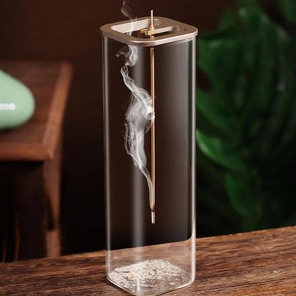 Räucherstäbchenhalter, Räucherstäbchenhalter für Stäbchen, abnehmbarer Aschefänger aus Glas, sauberer Räucherbrenner, Meditation, Yoga, Spa und mit Dekor