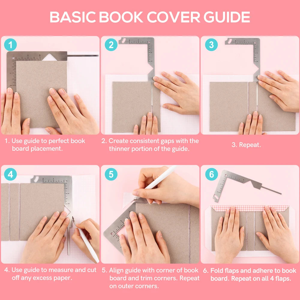 5-in-1 Buchdeckelführer – Edelstahl-Metall-Buchbinde-Werkzeug zum Markieren, für Alben, Notizbücher, Scrapbooking, Maßstab